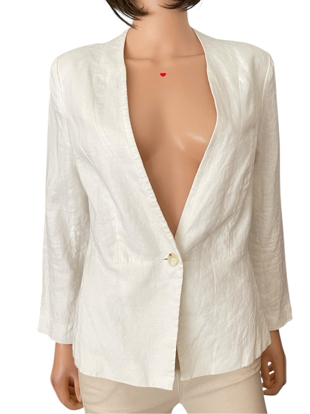 Banana Republic Factory White 100% Linen Single-Button Blazer